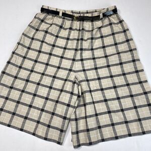 Vintage Plaid Shorts New Attitude Russ Togs Womens 14 Beige USA Union Made